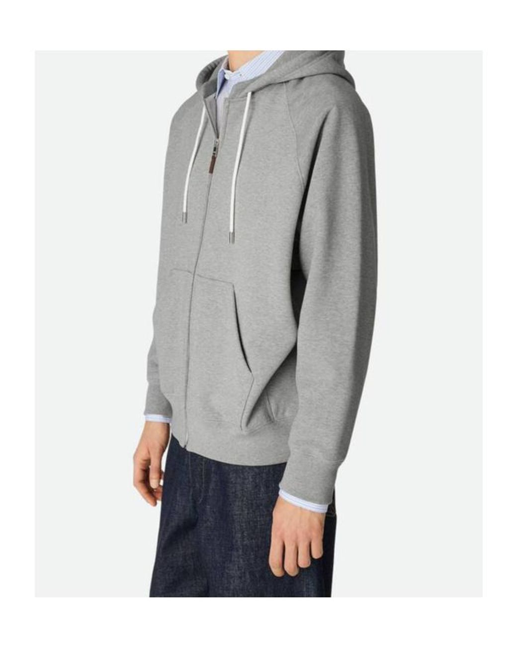 Bottega Veneta Gray Fleece Zip Hoodie for men