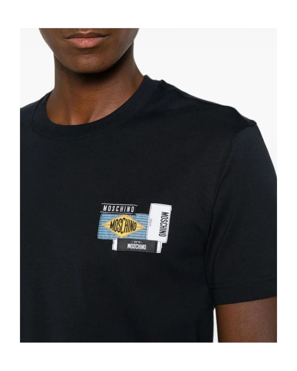 Moschino Black Logo-Patch T-Shirt for men