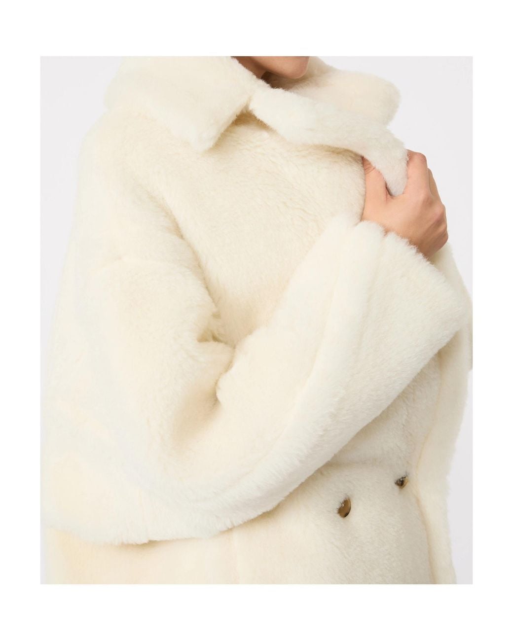 Max Mara White Tedgirl Buttoned Long Coat