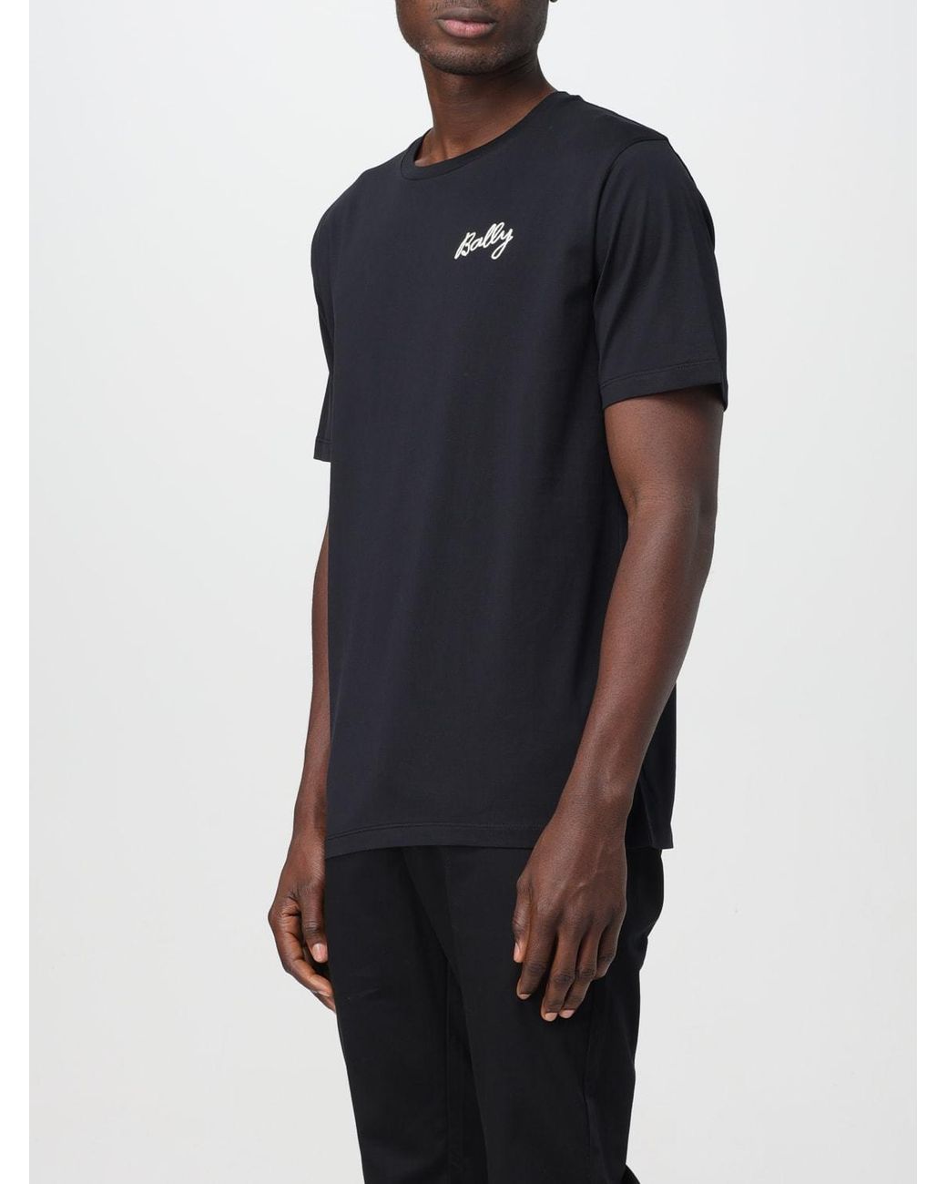 Bally Black Logo Embroidered Crewneck T-Shirt for men