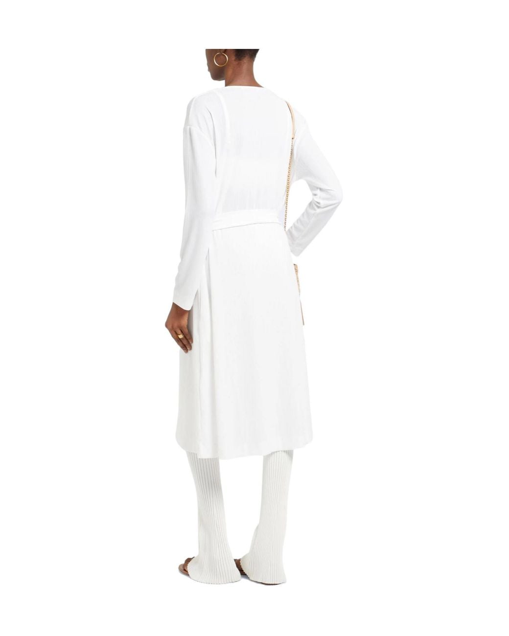 Max Mara White Solid-Color Lightweight Knit Top