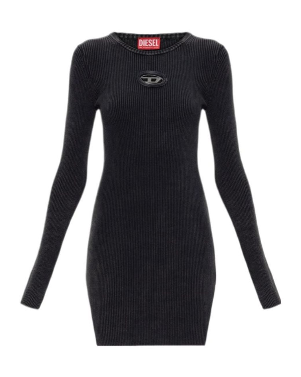 DIESEL Black M-Anchorage Ribbed Knitted Dress