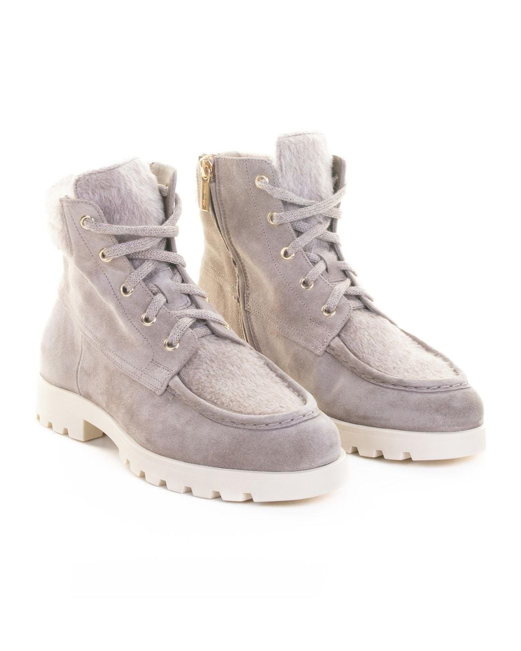 Santoni Gray Round Toe Ankle Boots