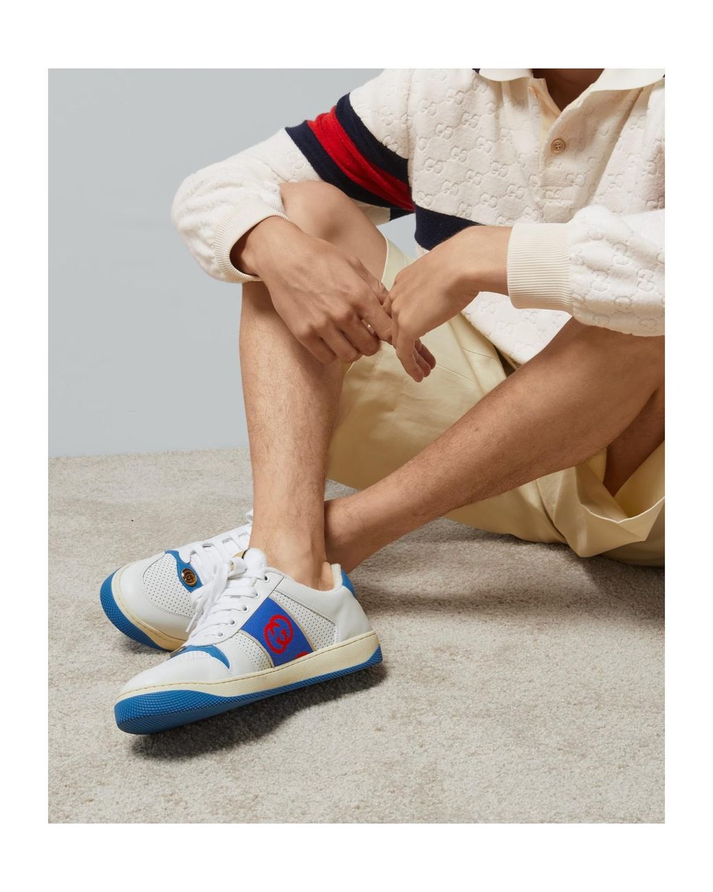 Gucci Blue Screener Low-Top Sneakers for men