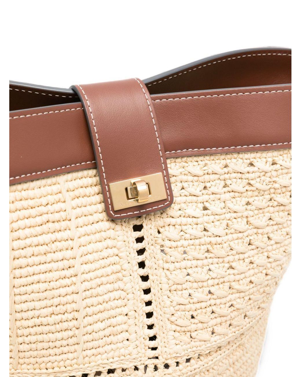 Anya Hindmarch White Patchwork Leather-Trim Bucket Bag