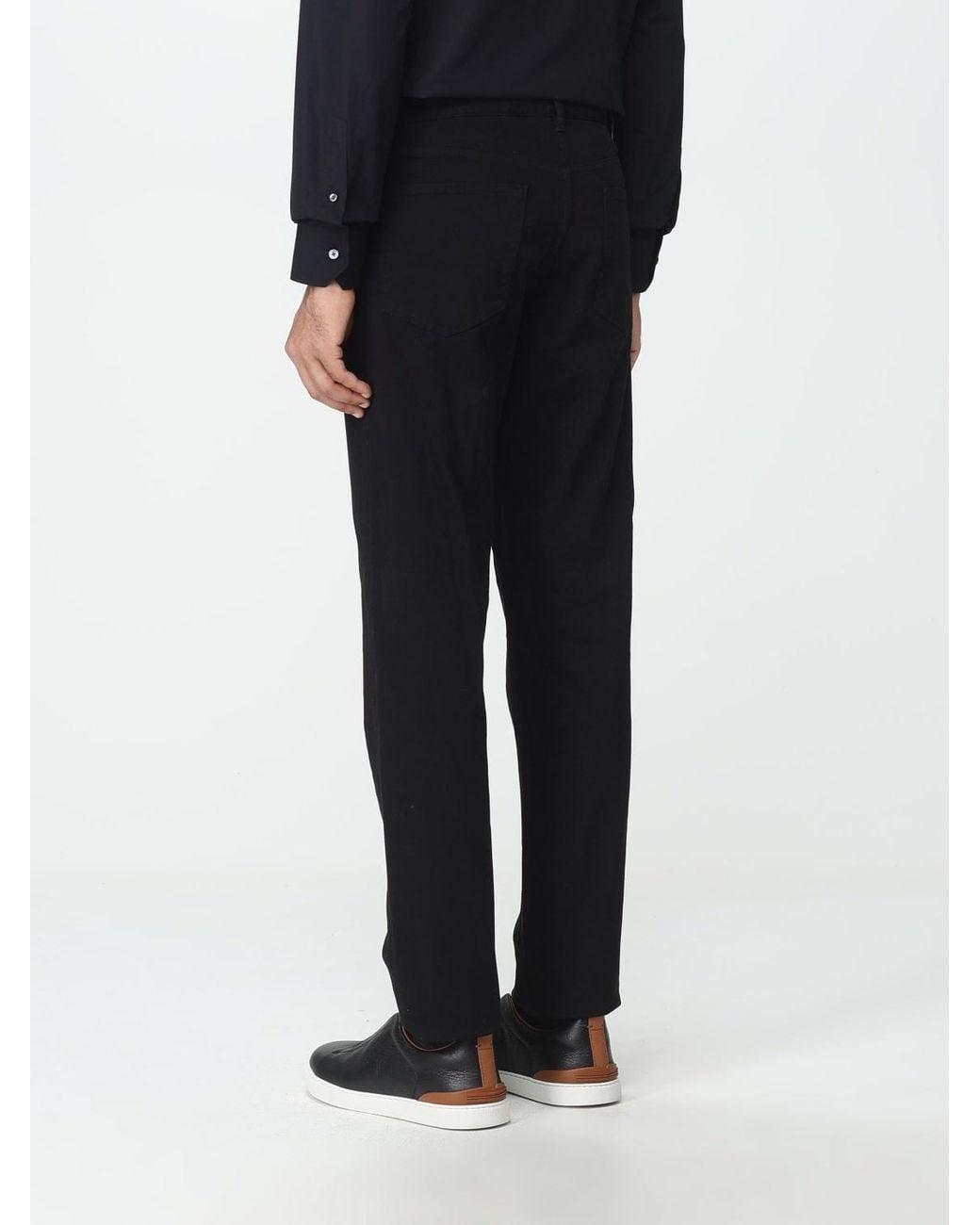 Zegna Black Logo Patch Casual Pants for men