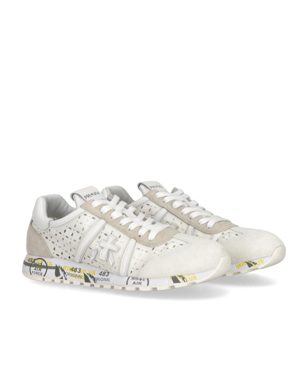 Premiata White Logo Low-Top Sneakers