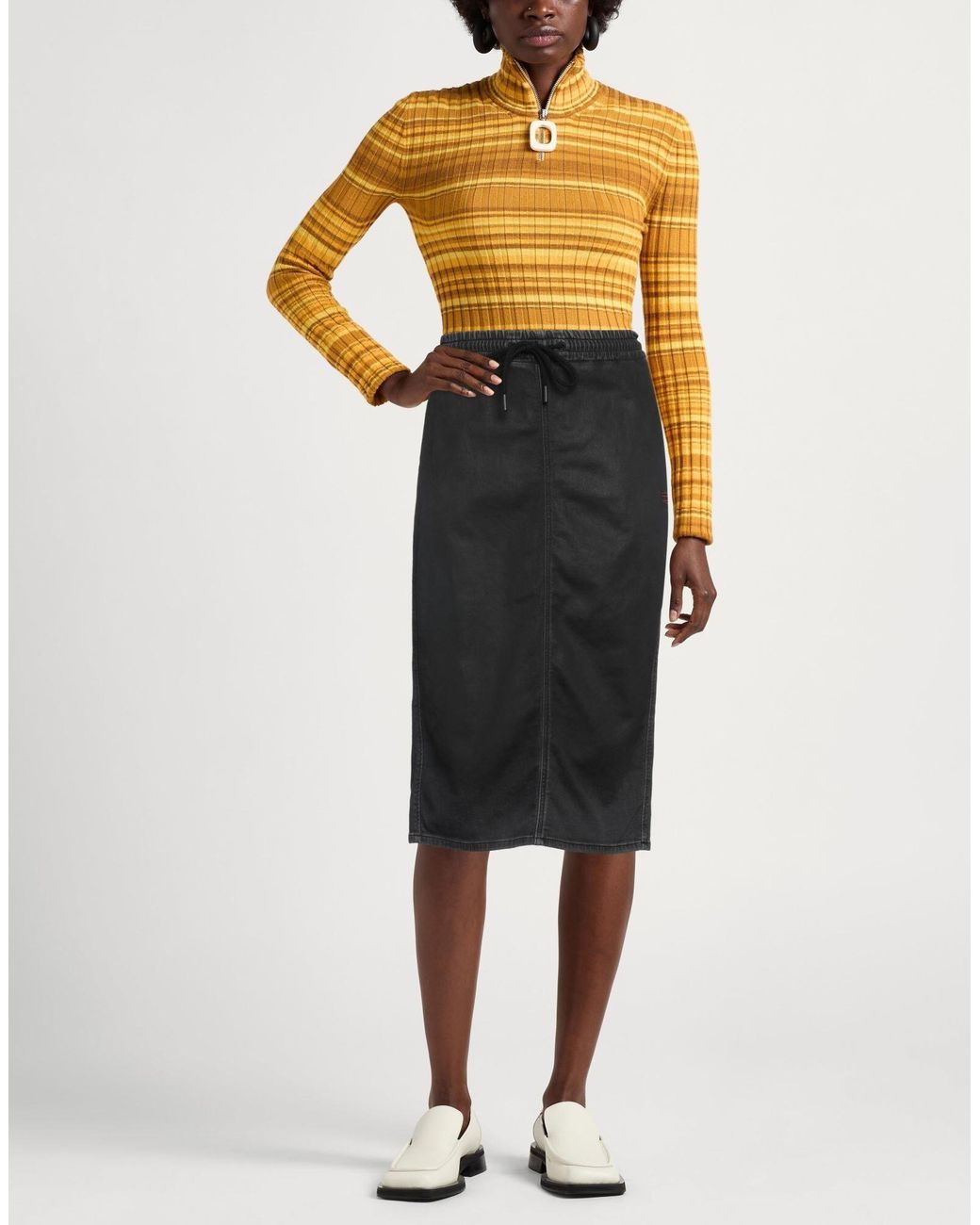 DIESEL Black Stretchy Midi Skirt