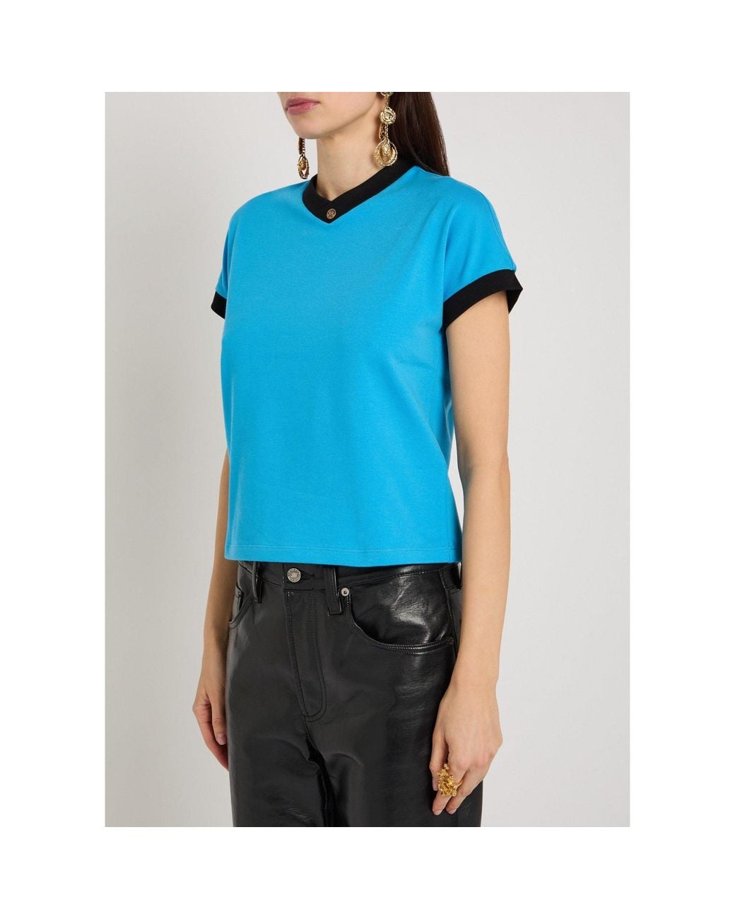 Versace Blue Simple And Short T-Shirt