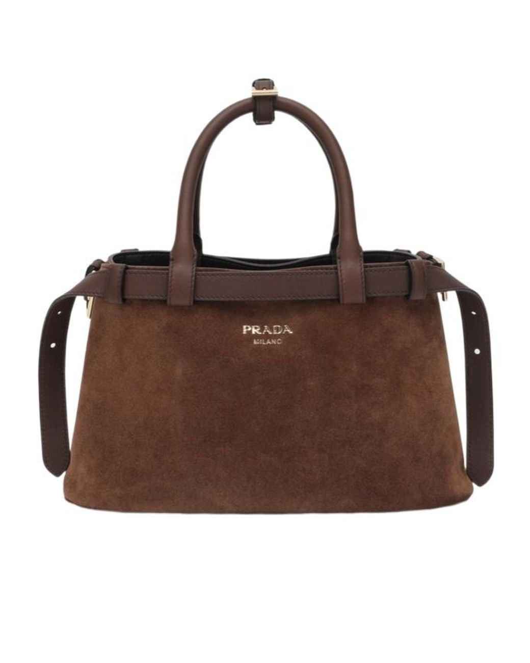 ハンドバッグ Prada Brown Suede Prada Buckle Large Handbag Brown Suede Prada Buckle Large Handbag | italist