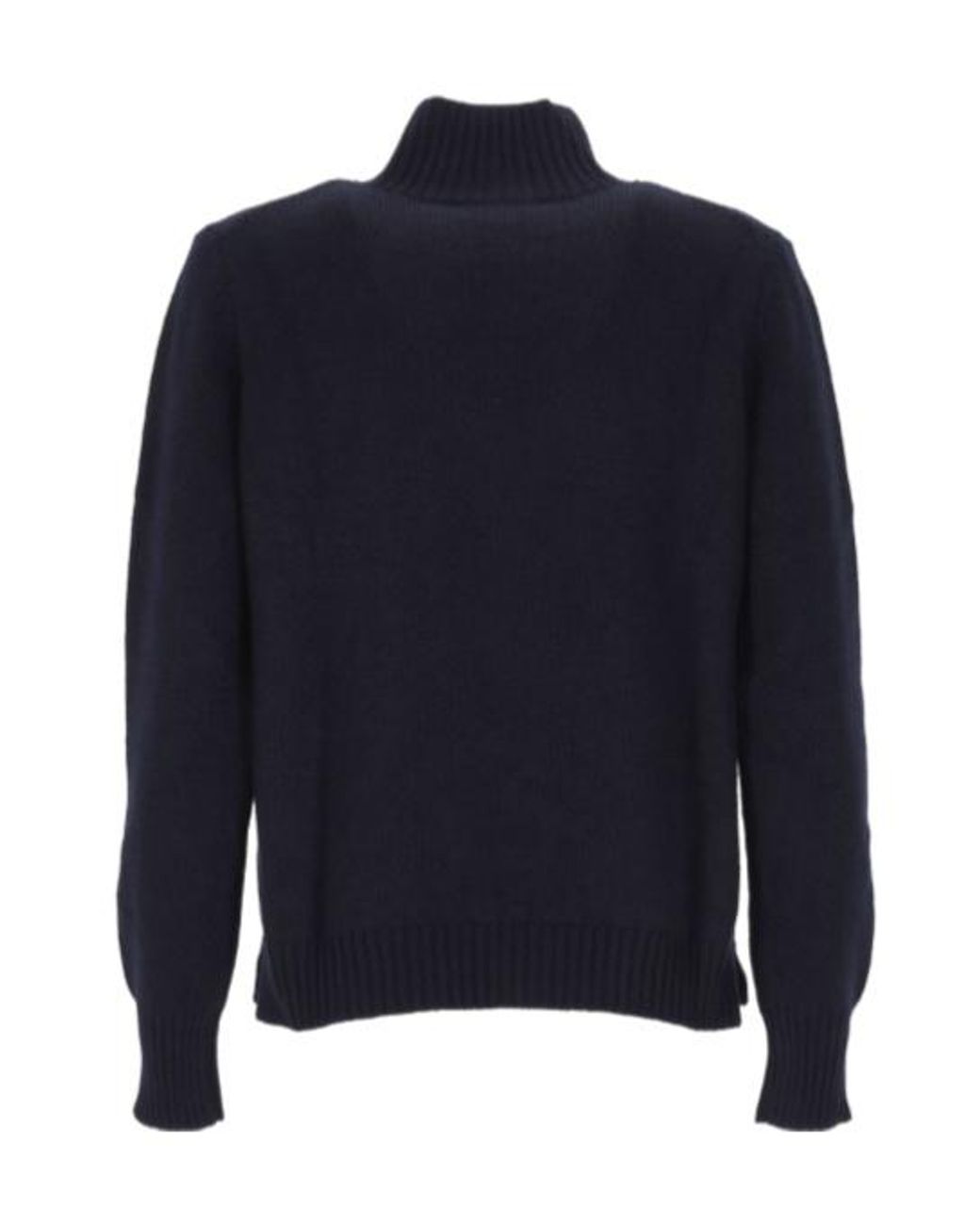 Gran Sasso Blue High-Neck Ribbed-Trim Sweater