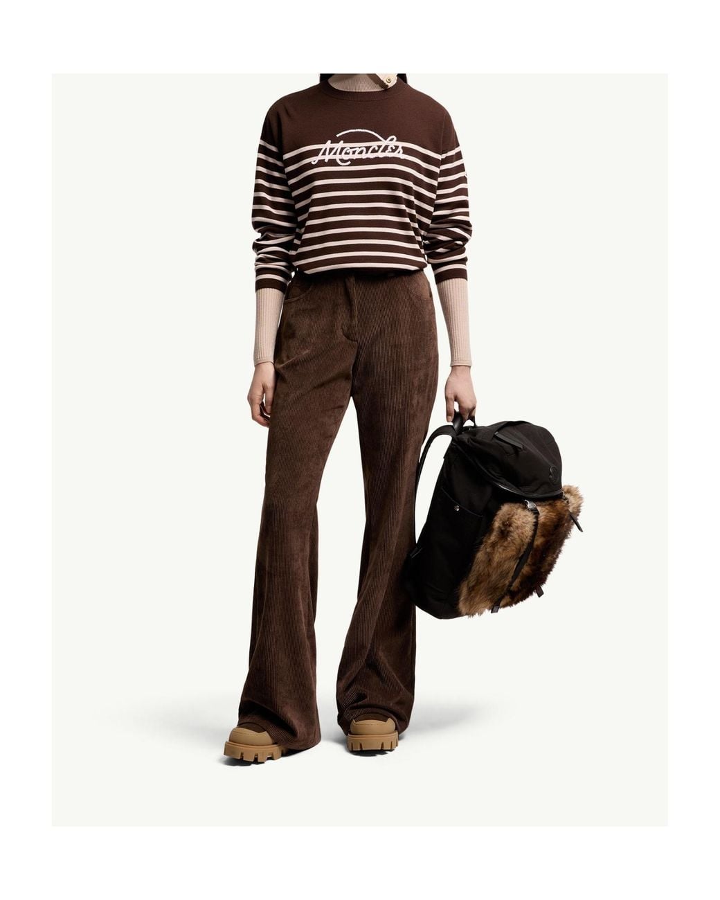 Moncler Brown Striped Crewneck Jumper