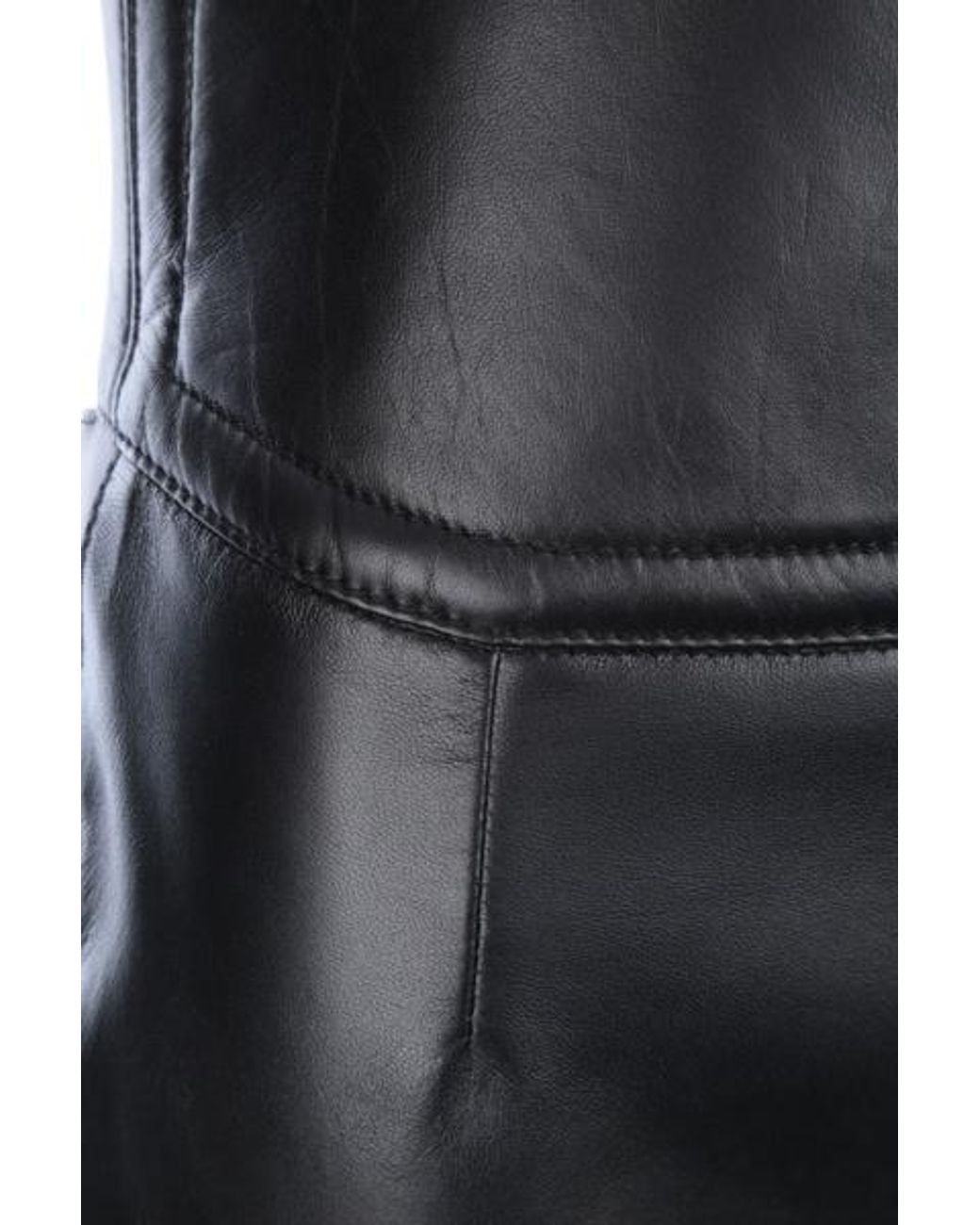 Givenchy Gray Cut-Out Detail Leather Midi Skirt