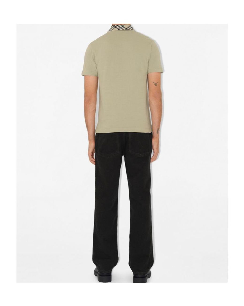Burberry Green Check Collar Short Sleeved Polo Shirt for men