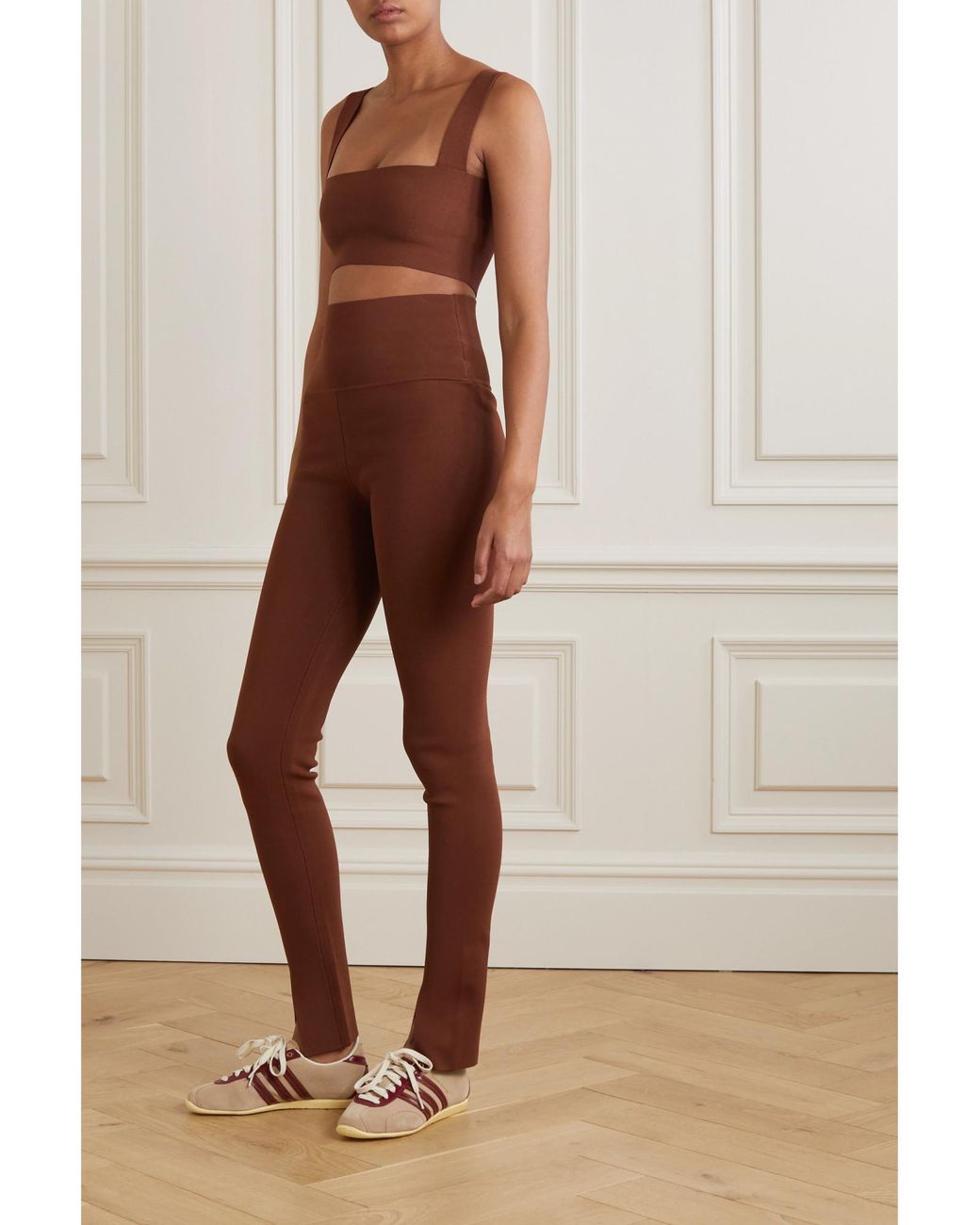 Victoria Beckham Brown High-Waisted Stretch Pants