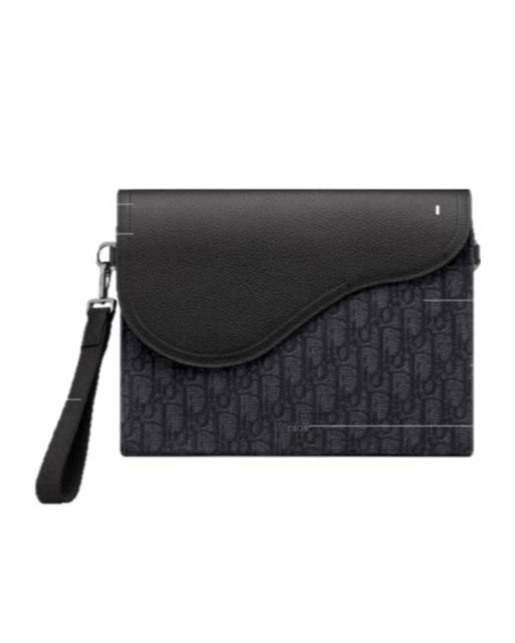Dior Black Saddle A5 Triangle Pouch for men