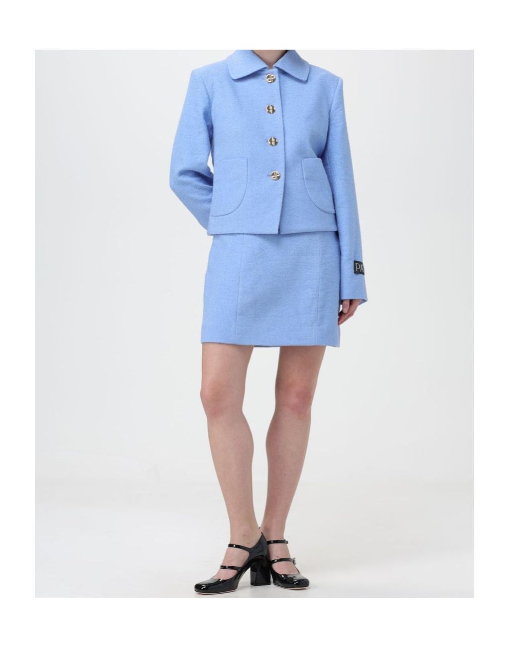 Patou Blue High-Waisted Zipped Mini Skirt