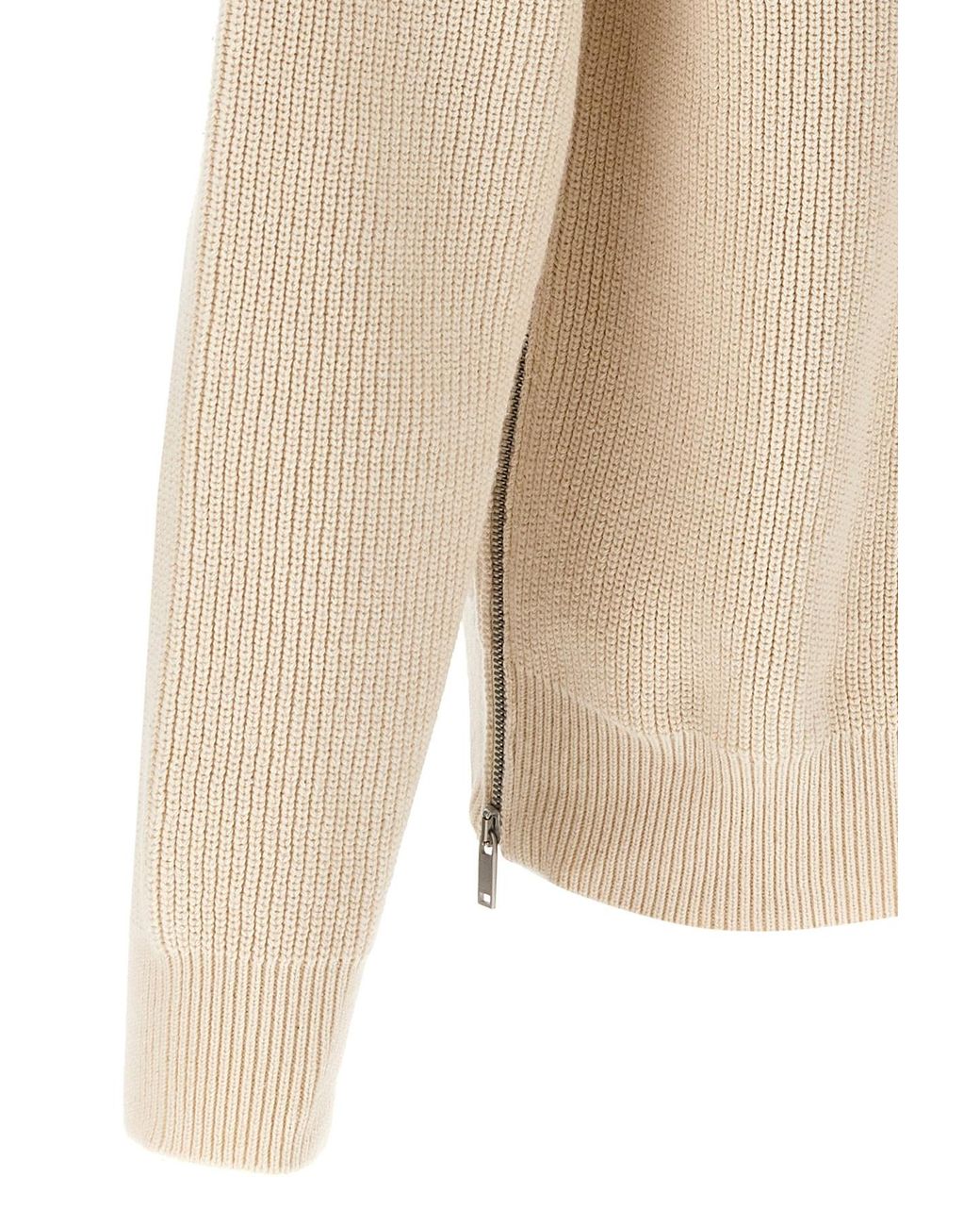 Jil Sander White Side-Zip Knitted Jumper for men