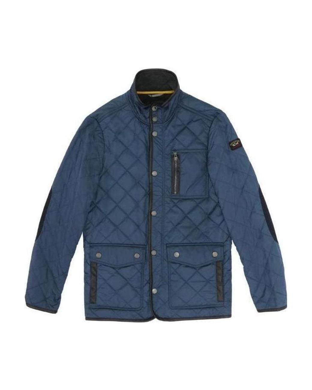 Paul & Shark Blue High-Necked Quilted Padded Jacket for men