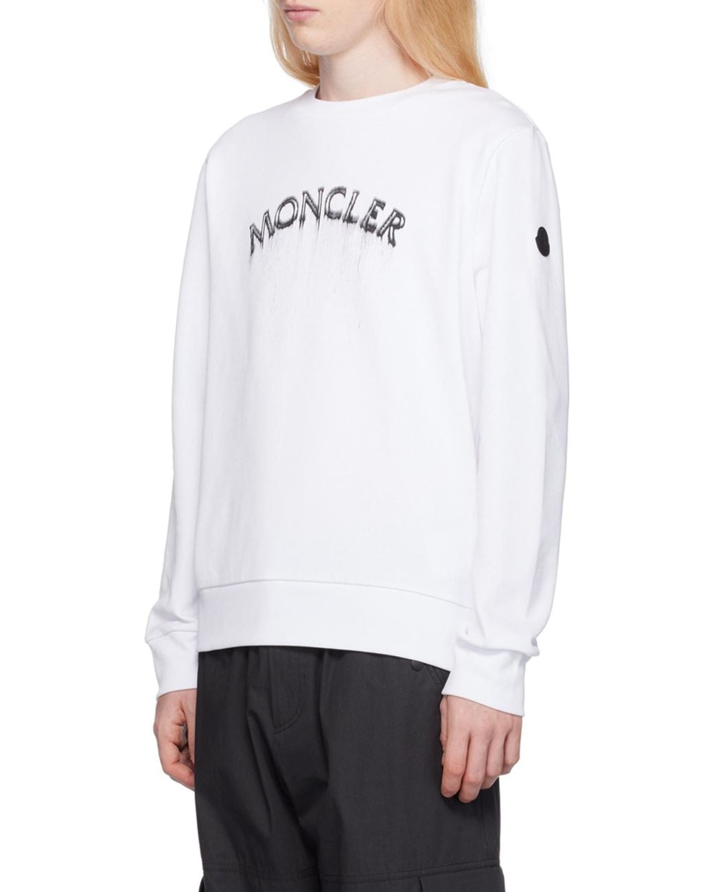 Moncler White Logo Sweatshirt for men