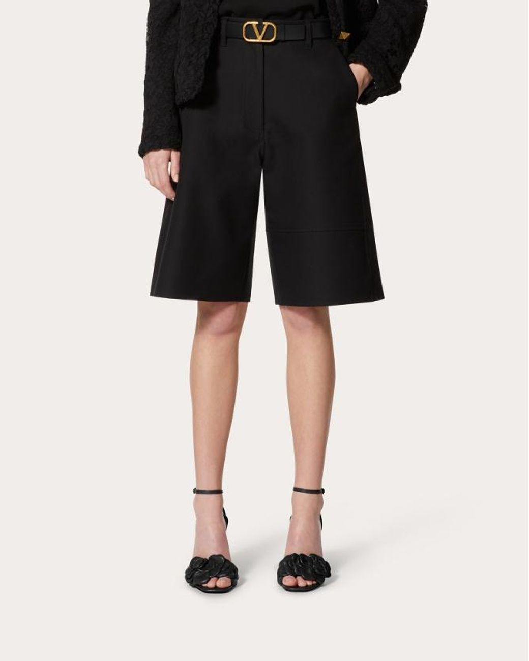 Valentino Black Vgold Tailored Bermuda Shorts