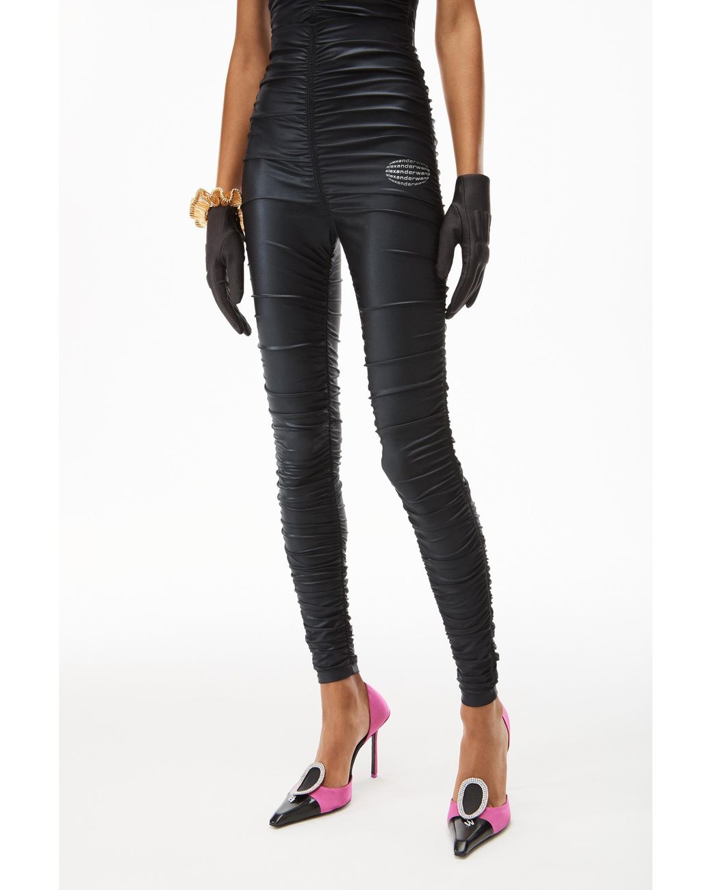 Alexander Wang Black High-Rise Logo Print Leggings