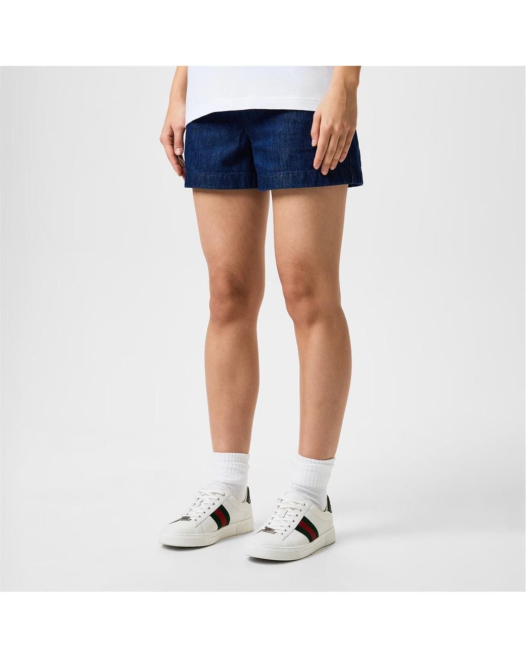Gucci White Ace Web Canvas Trainers