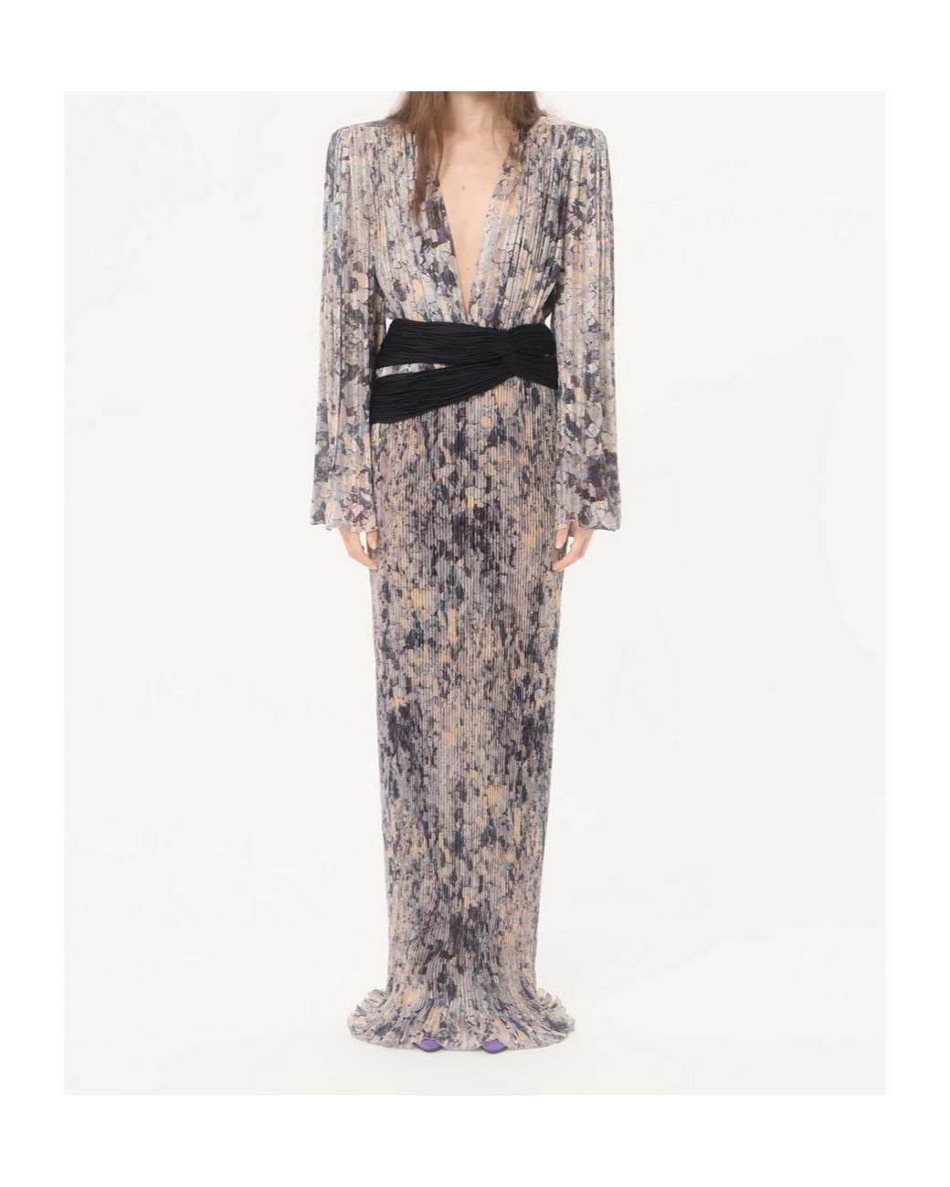 Valentino Gray Long-Sleeved Dress