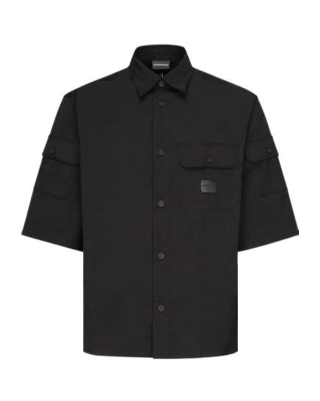 Emporio Armani Black Looose Fit Work Shirt for men