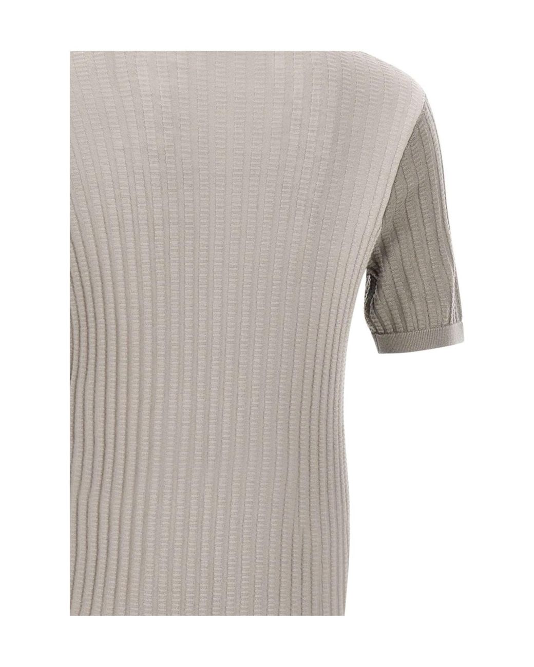 Emporio Armani Gray Maxi Rib V-Pattern Knitted Sweater for men