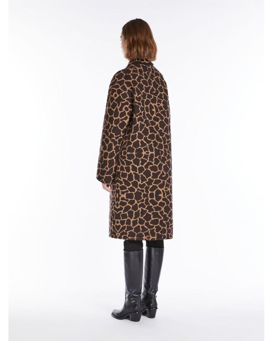 Max Mara Brown All-Over Patterned Long-Sleeved Coat