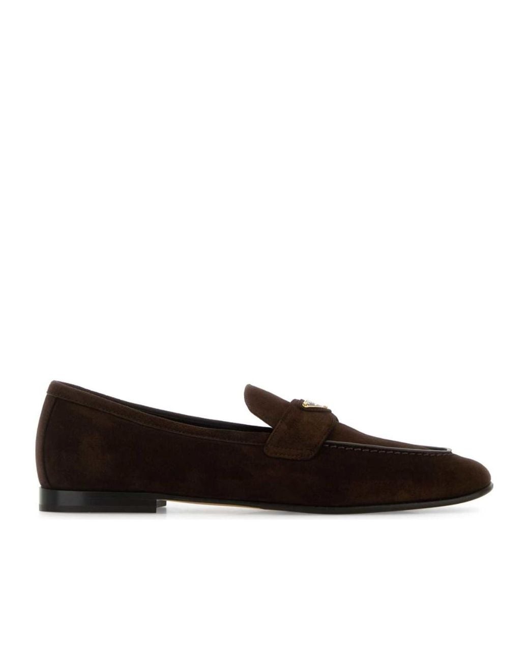 Prada Brown Triangle-Logo Loafers