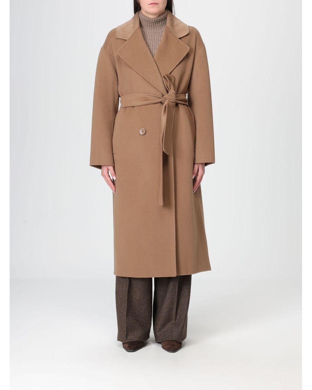 Max Mara Brown 'S Heller Long Belted Double Breasted Coat