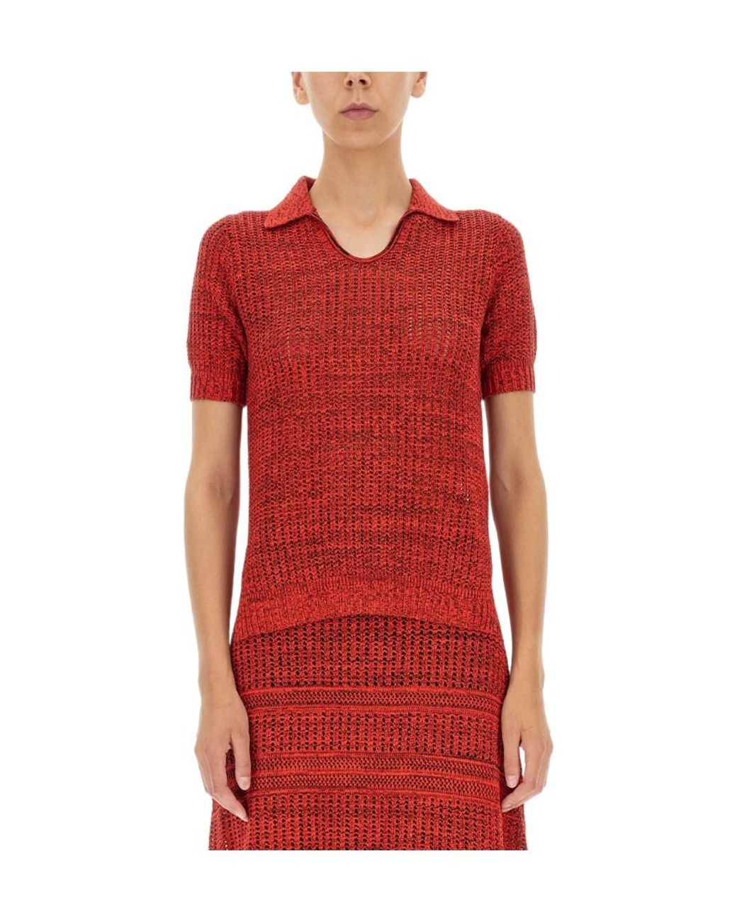 Proenza Schouler Red Hollow Knit Pullover
