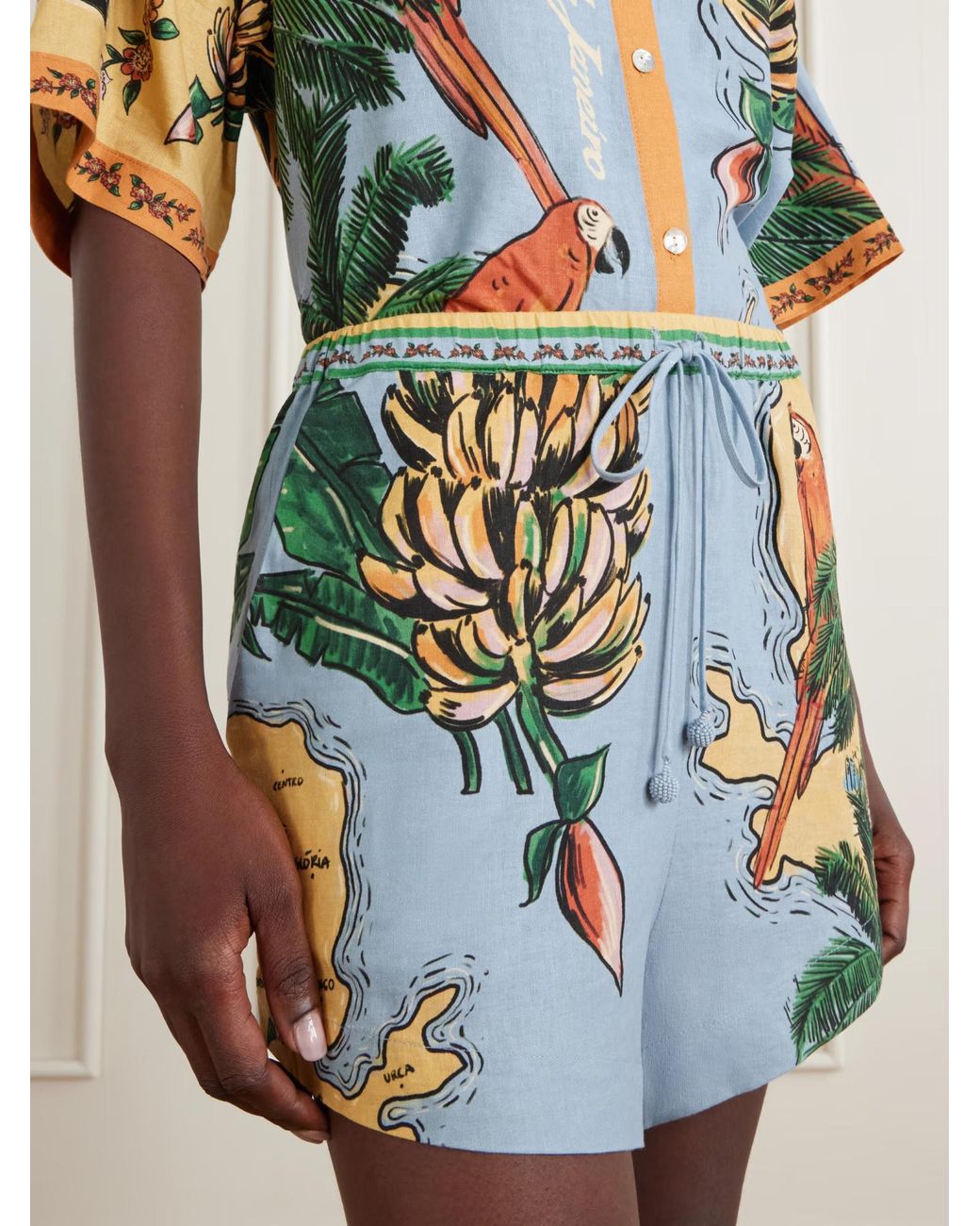 Farm Rio Blue Drawstring Shorts