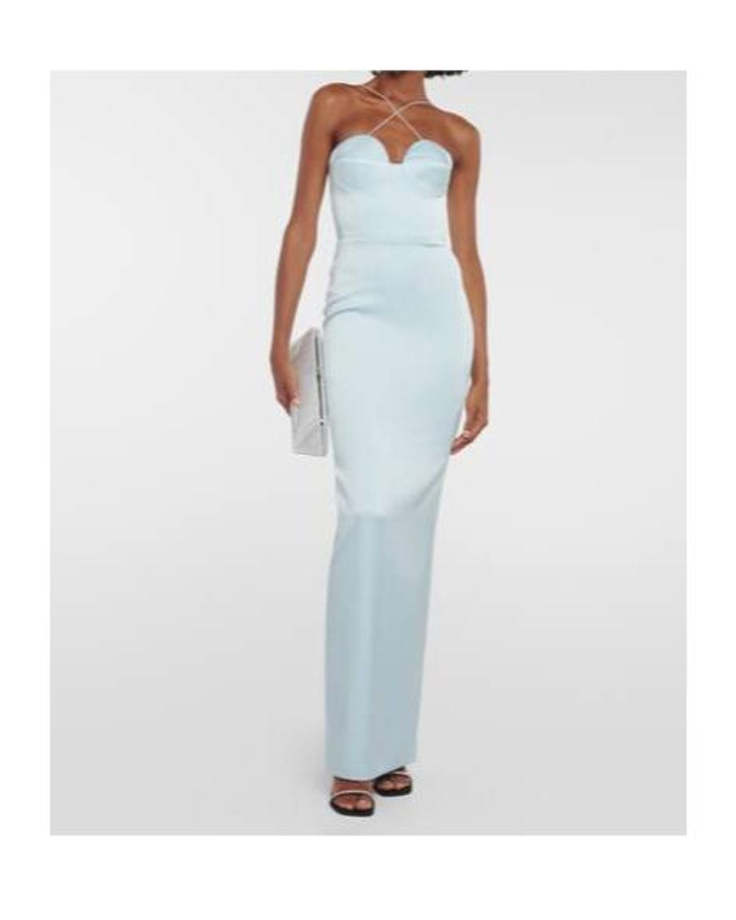Alex Perry Blue Conley Satin Crêpe Maxi Dress