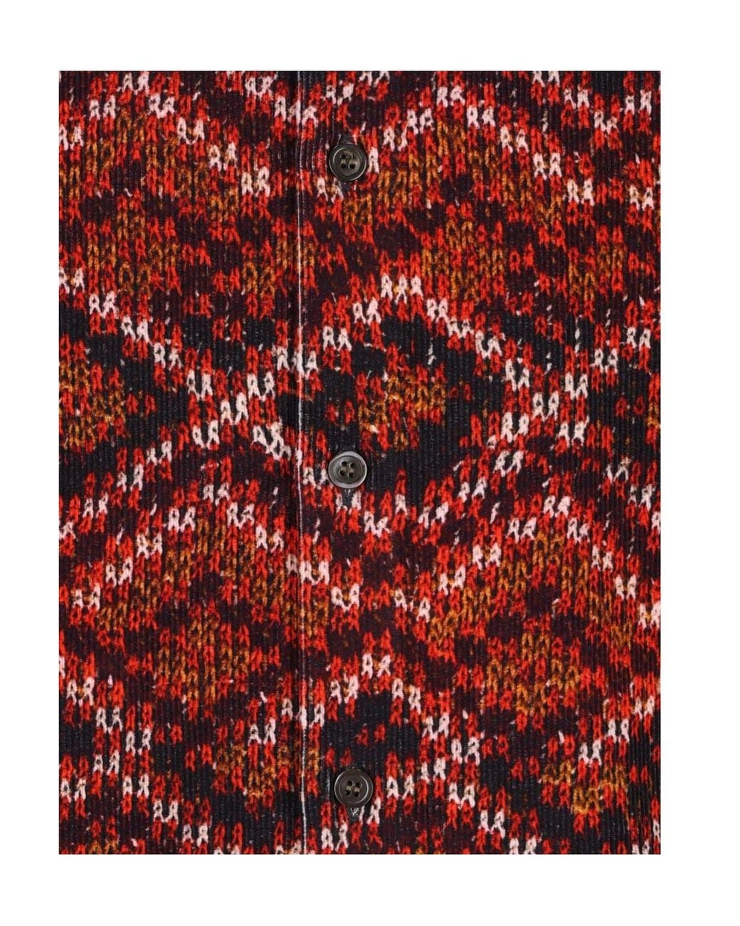 Dries Van Noten Red Knit-Pattern Corduroy Shirt for men