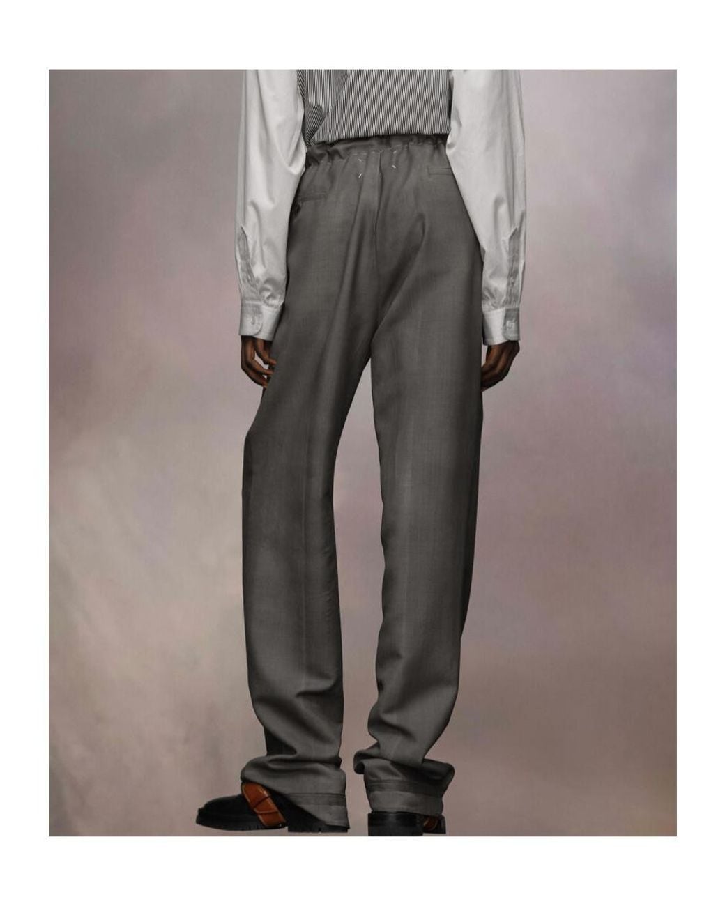 Maison Margiela Gray Drawstring Straight-Leg Trousers
