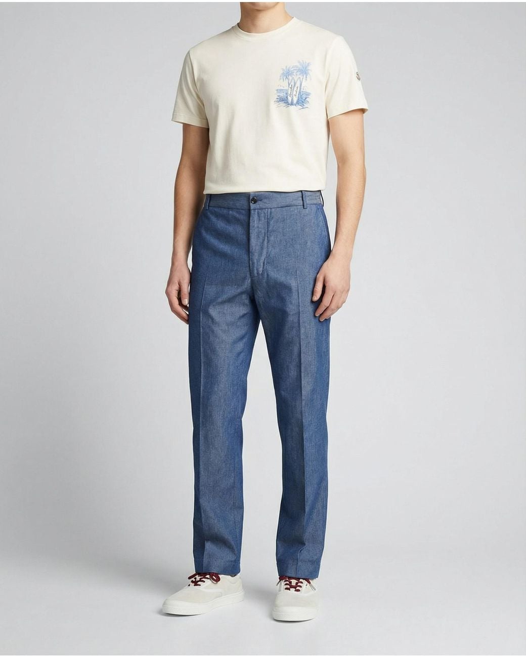 Moncler Blue Elastic-Waist Straight Pants for men