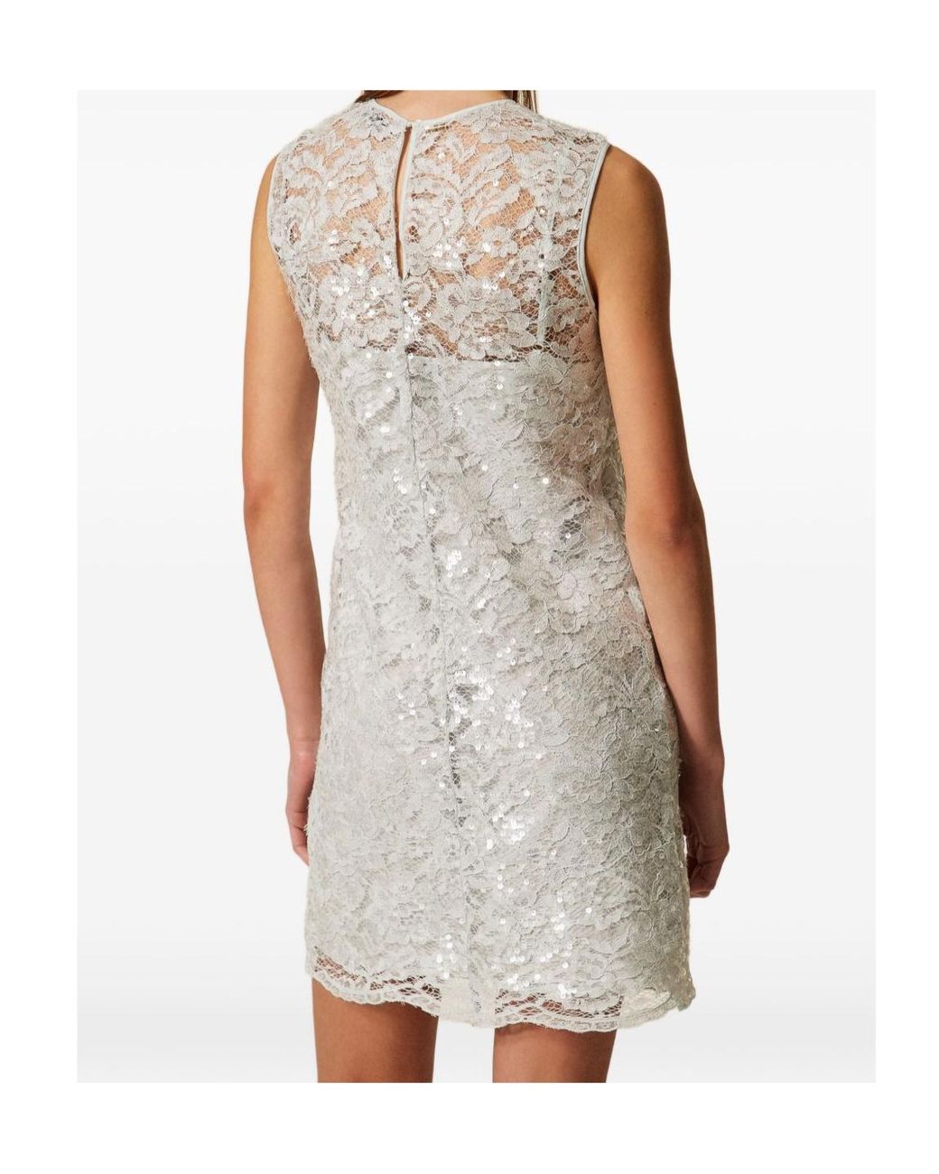 Twinset White Sequined Lace Mini Dress