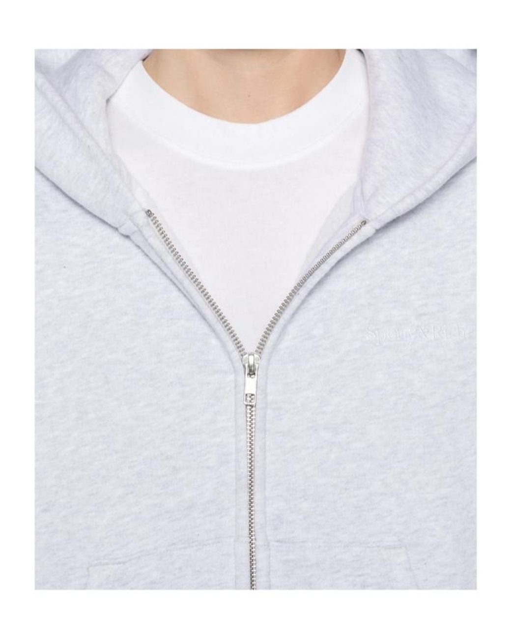 Sporty & Rich White Long-Sleeved Zip-Up Sweatshirt