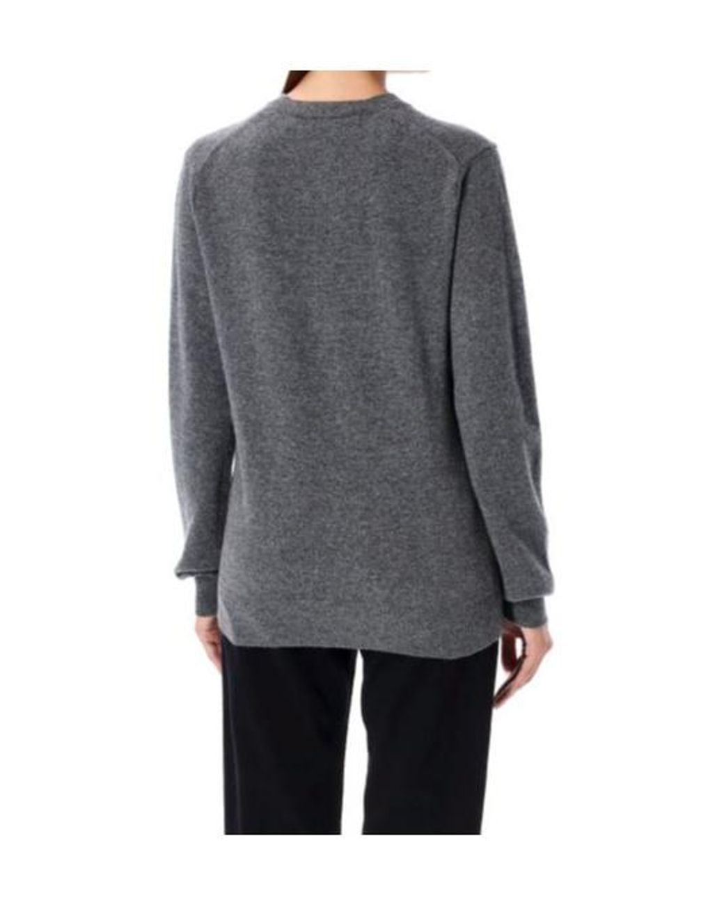 COMME DES GARÇONS PLAY Gray Comme Des Garçons Play Heart Embroidered V-Neck Jumper for men