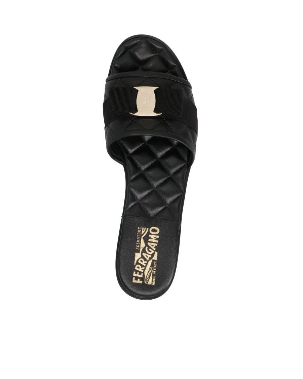 Ferragamo Black Bow Tie Sewn Slippers