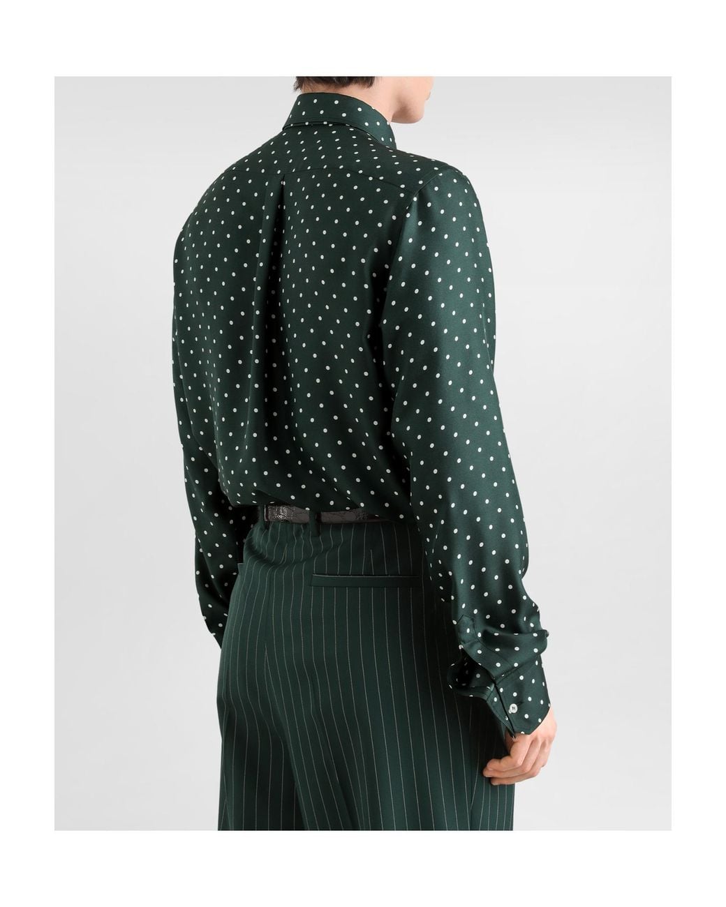 Dolce & Gabbana Green Polka Dot-Print Silk Twill Martini Shirt for men