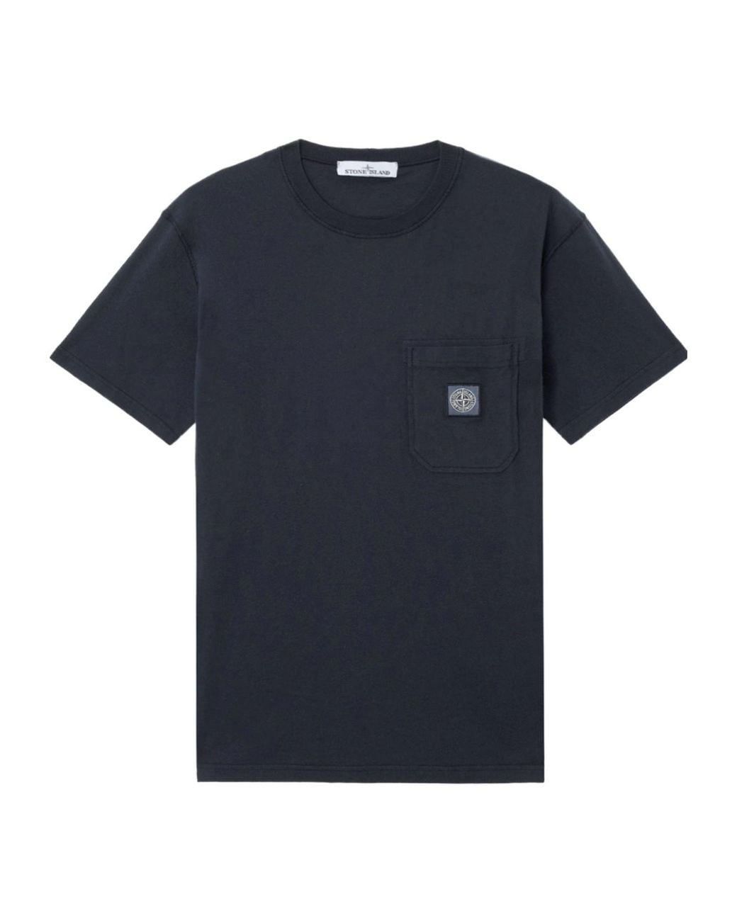 Stone Island Blue Compass Patch Crewneck T-Shirt for men