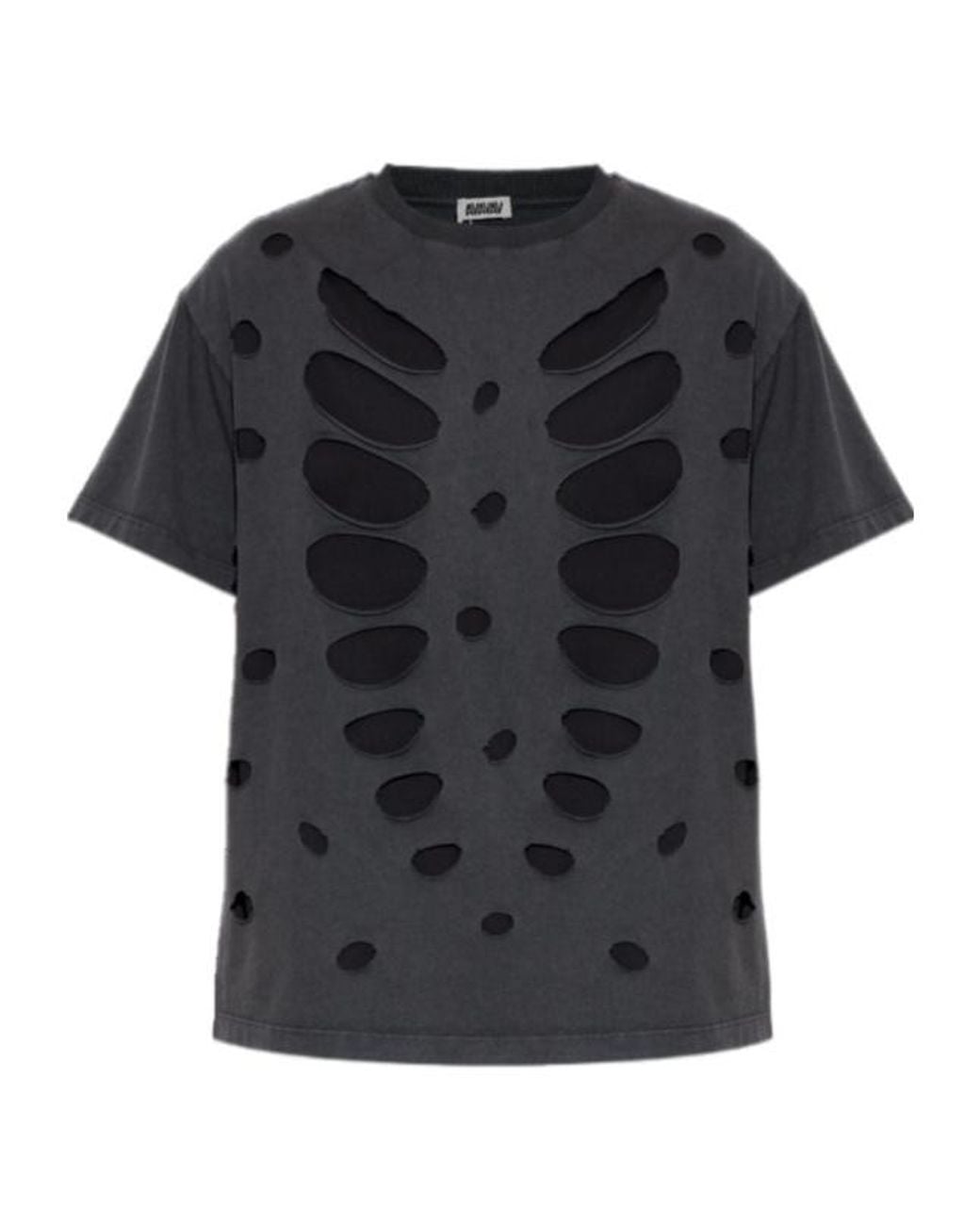 AVAVAV Black Distressed Cut-Out T-Shirt for men
