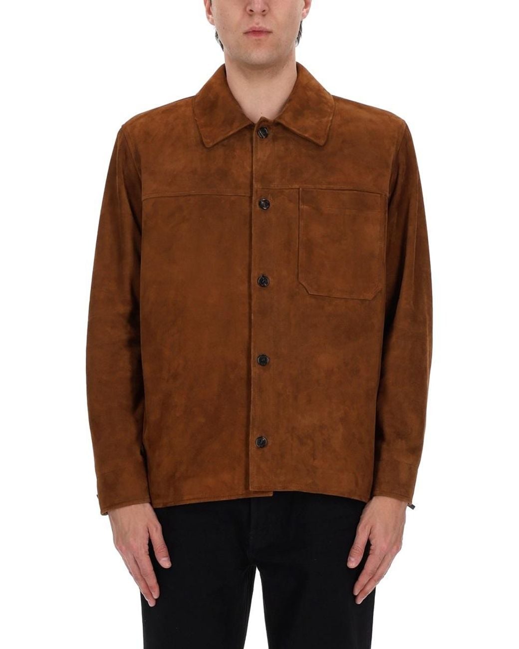 Saint Laurent Brown Button-Up Long-Sleeved Overshirt for men