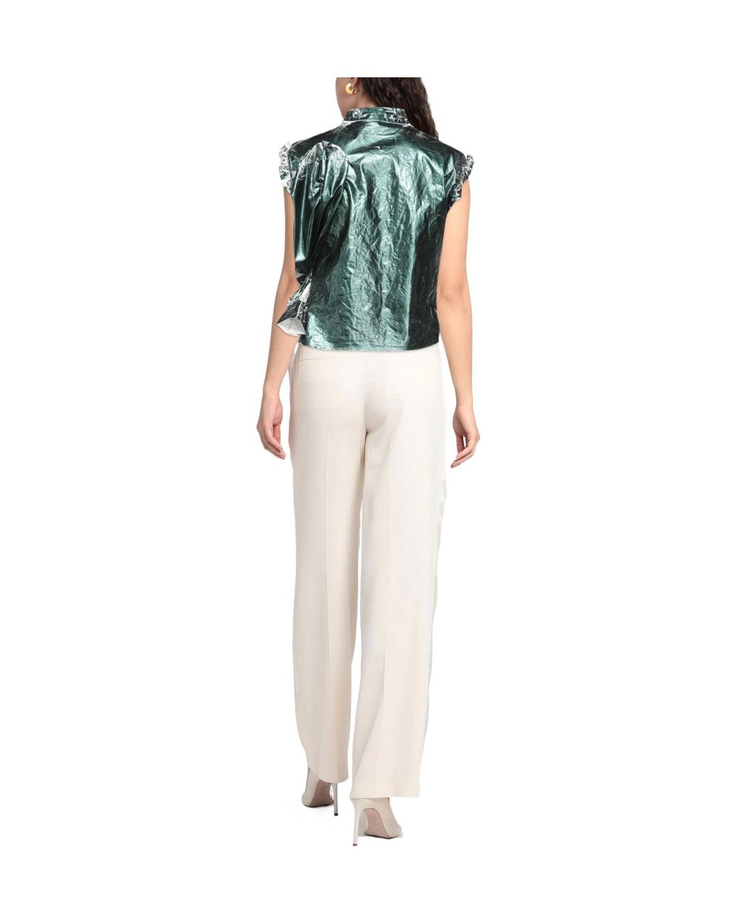 MM6 by Maison Margiela Green Sleeveless Bow Collar Blouse