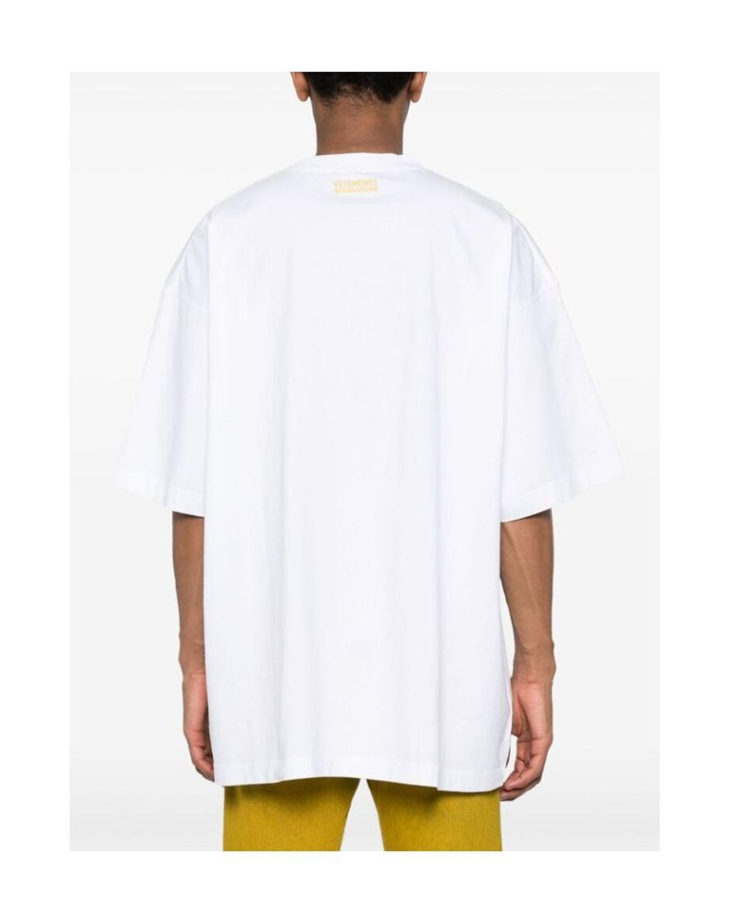 Vetements White Banana-Printed Oversized T-Shirt for men