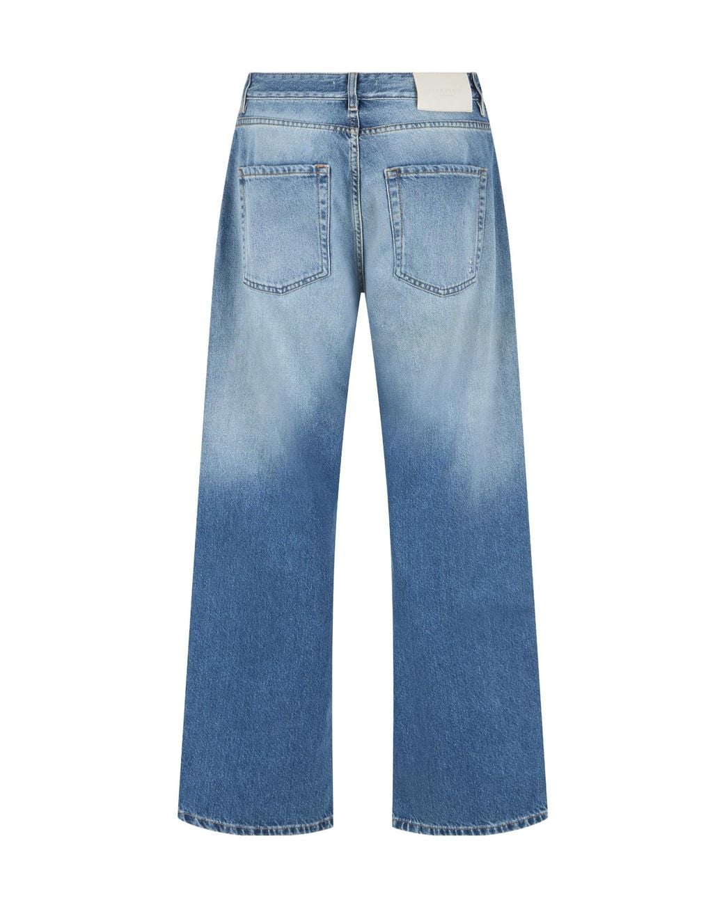 ICON DENIM Blue Faded Wide-Leg Jeans for men